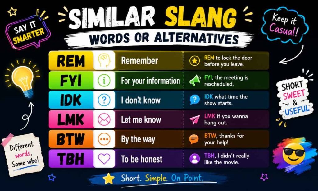 Similar Slang Words or Alternatives